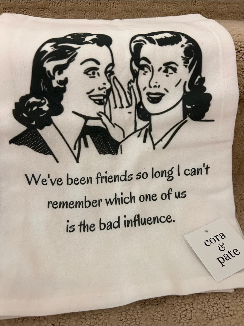 White and Black Vintage Humor Kitchen Towel - Set of 2